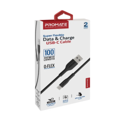 Promate Super Flexible Data and Charge USB-C Cable 1M (Xcord-AC.Black) Promate Super Flexible Data and Charge USB-C Cable 1M (Xcord-AC.Black)